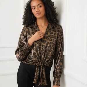 3L36000 leopard Tie Front Wild Thing Blouse by KAREN KANE